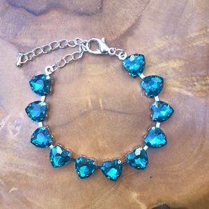 Aquamarine Crystal Heart Tennis Bracelet